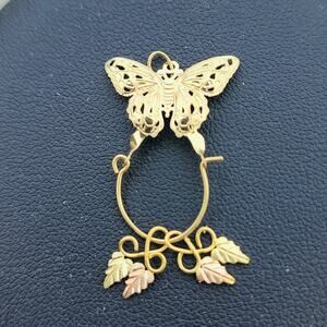 14K Yellow Gold Polished Butterfly Filigree Charm Holder Pendant